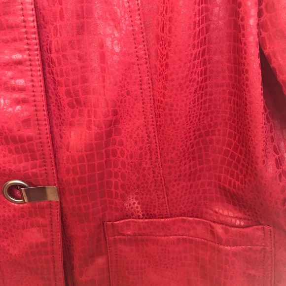 Ruby Rd Maroon Crocodile Print Faux Suede Jacket - Picture 3 of 5